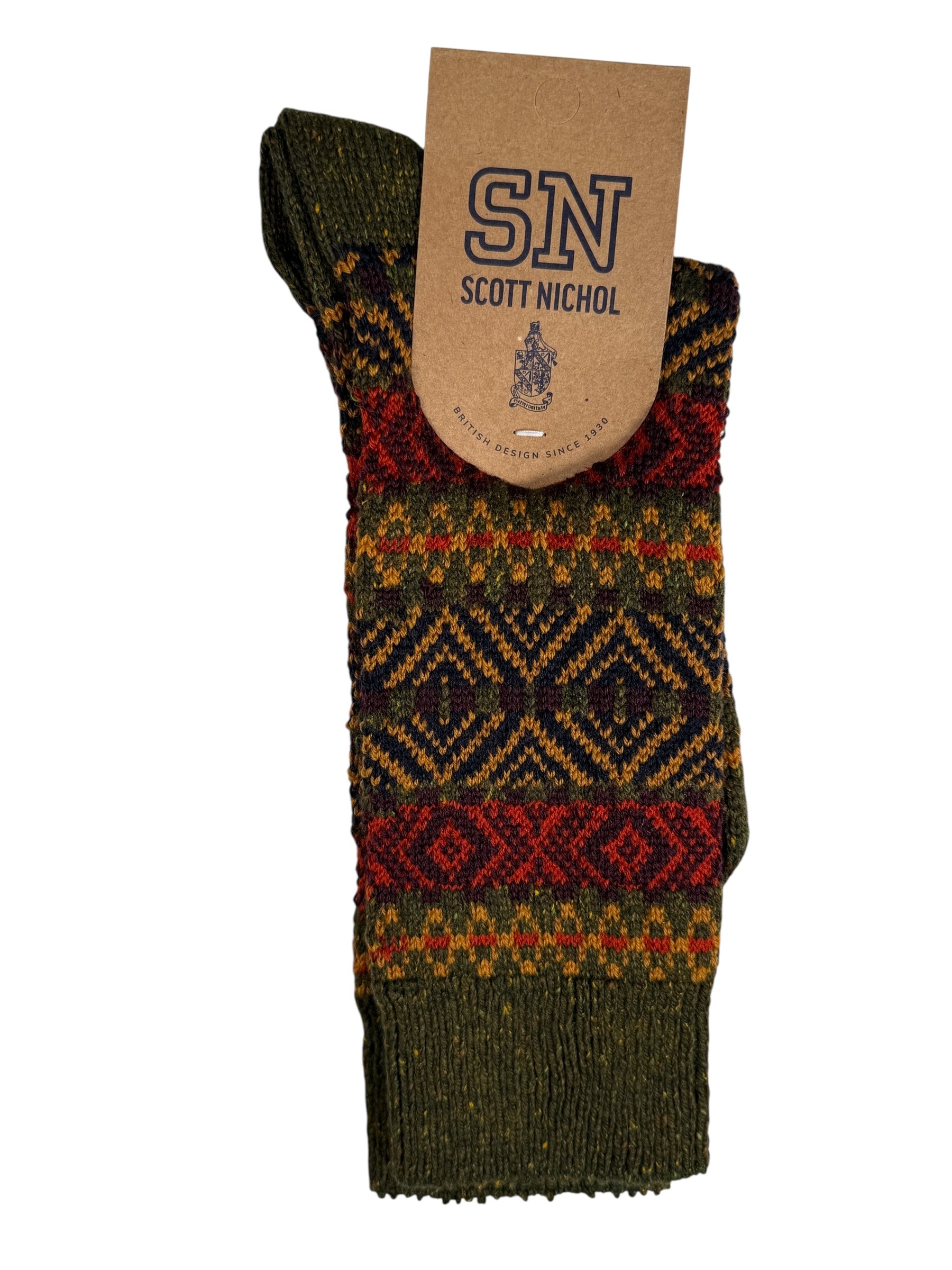 PANTHERELLA BECK MEN'S WOOL SOCK - DARK KHAKI FLECK