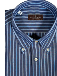 BUTTON DOWN SPORT SHIRT - NAVY/BLUE STRIPE