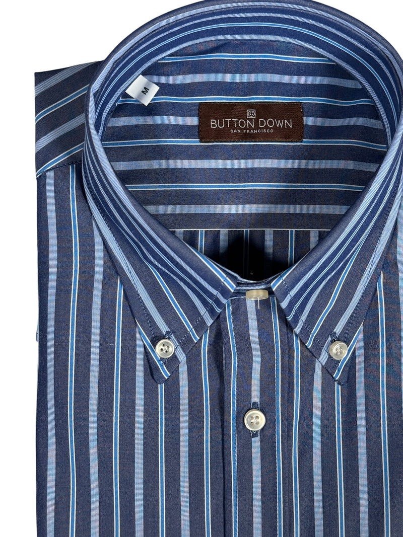 BUTTON DOWN SPORT SHIRT - NAVY/BLUE STRIPE