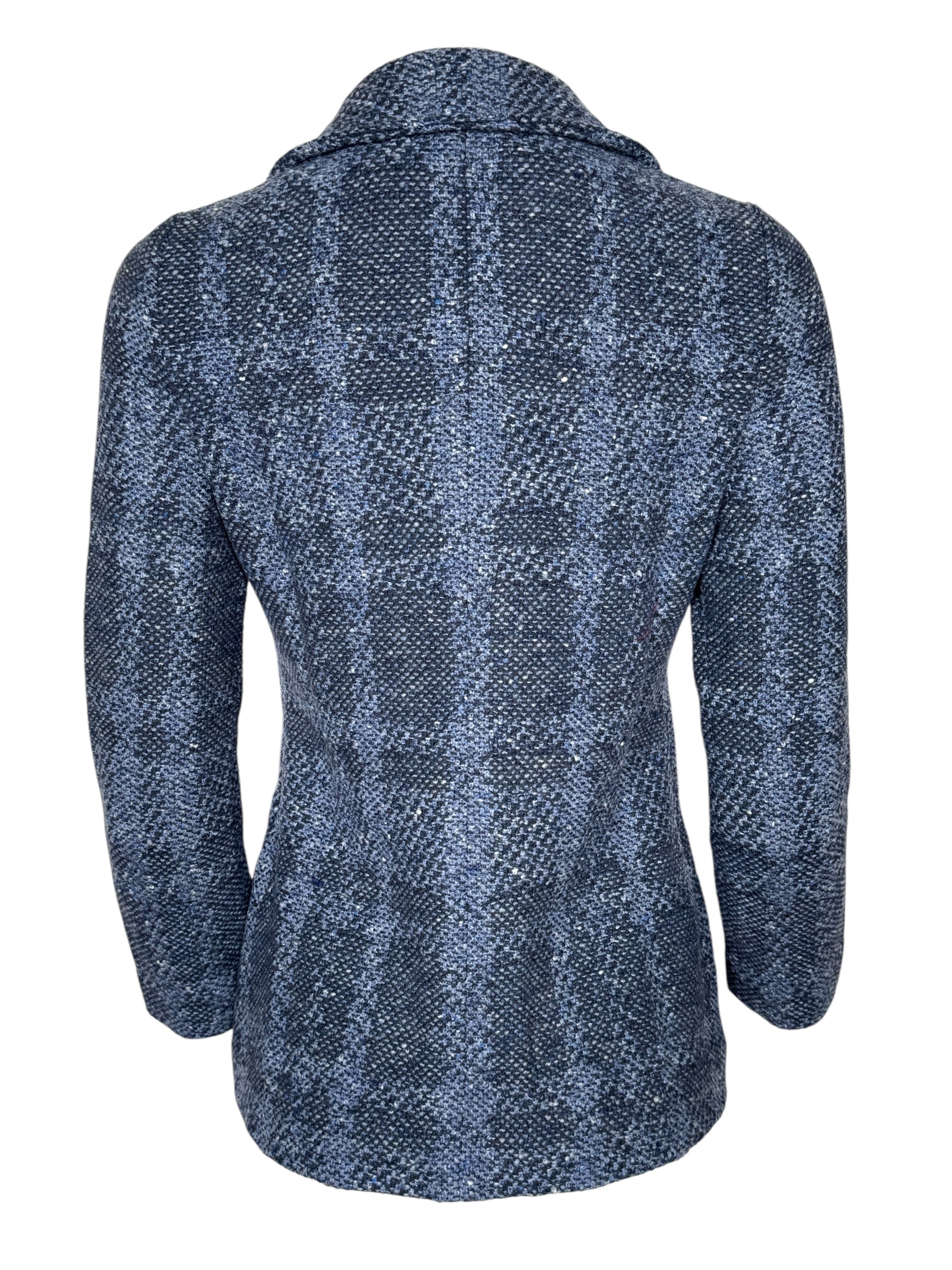 AMINA RUBINACCI PLAID COAT - DENIM MARINO