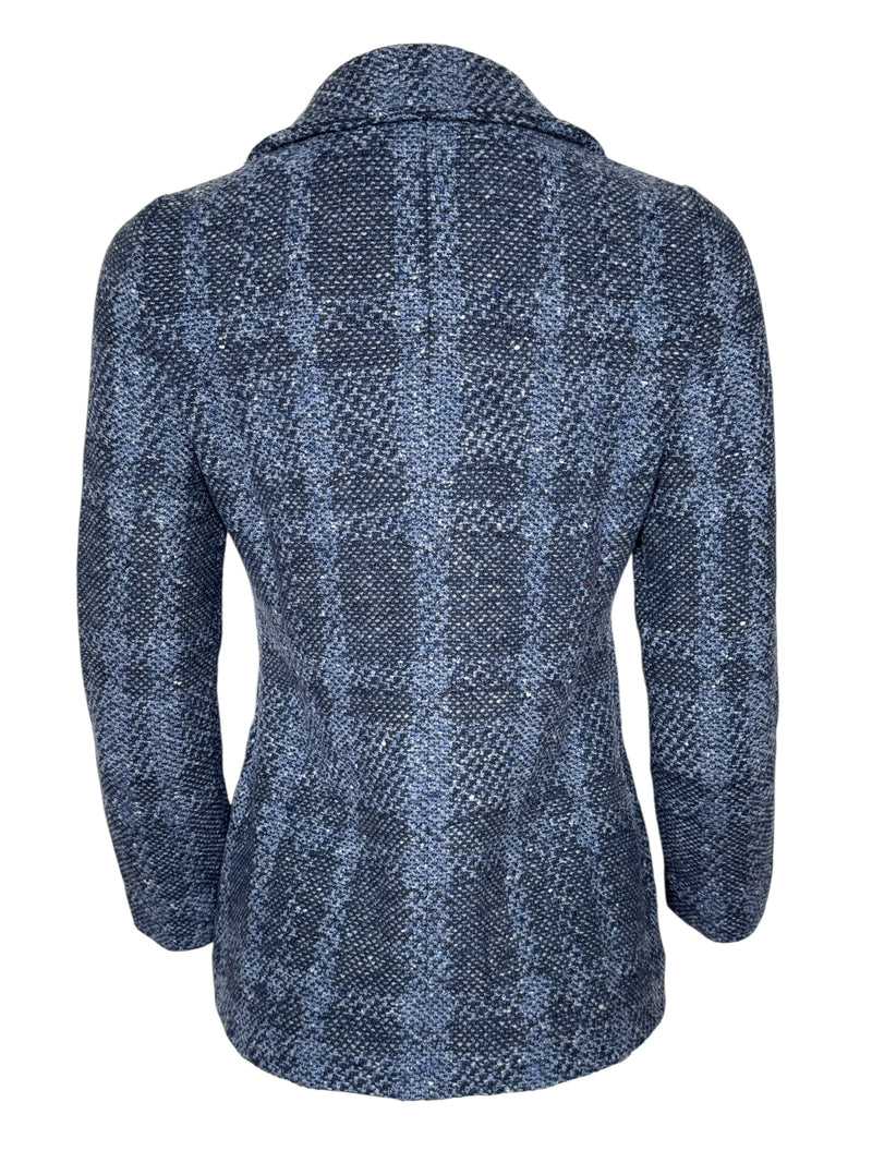 AMINA RUBINACCI PLAID COAT - DENIM MARINO