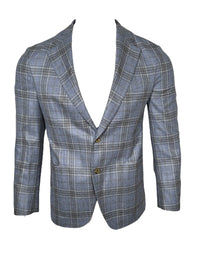 OARS & OLD IVY WOOL/CASHMERE SPORT COAT - LIGHT BLUE/BROWN CHECK