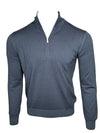 BUTTON DOWN VINTAGE 1/4 ZIP SWEATER - DARK DENIM