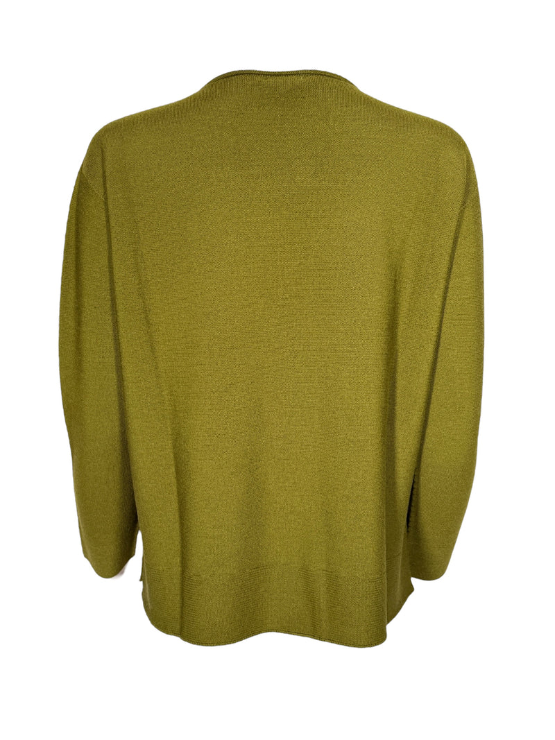 HUBERT GASSER MERINO ROUND NECK SWEATER - MOSS