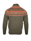 ALAN PAINE HOLMSTON 1/4 ZIP FAIRISLE SWEATER - MOORLAND