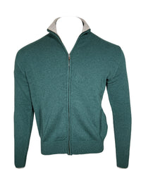 ADESI CASHMERE MEN'S TIPPED FULL ZIP SWEATER - DRAGO/CITY