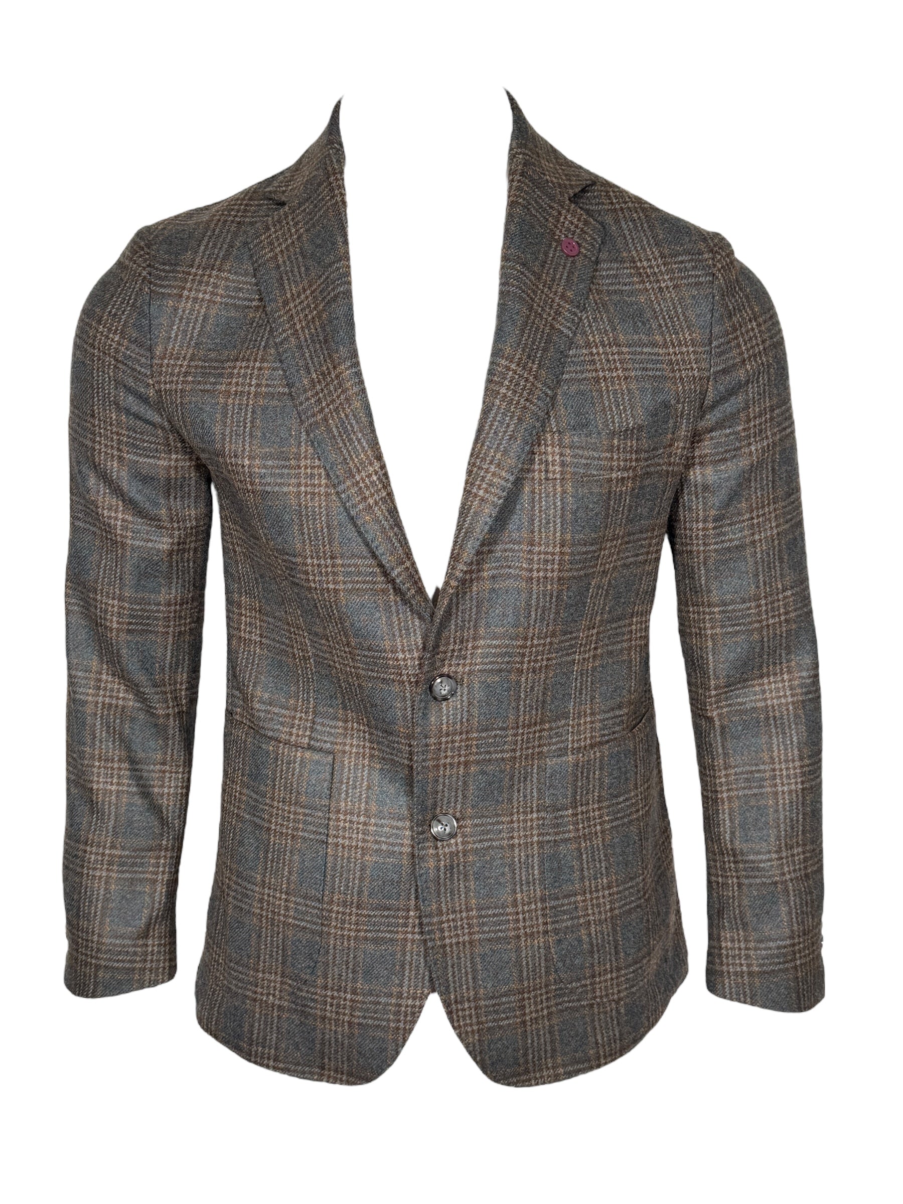 SARTORIA PARTENOPEA SPORT COAT - BLUE/BROWN BOX CHECK