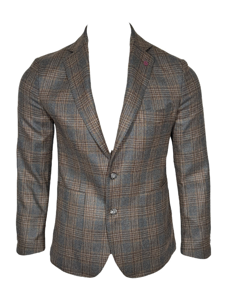 SARTORIA PARTENOPEA SPORT COAT - BLUE/BROWN BOX CHECK