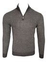 PERU UNLIMITED 1/4 ZIP HOUNDSTOOTH SWEATER - BLACK/GREY