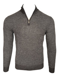 PERU UNLIMITED 1/4 ZIP HOUNDSTOOTH SWEATER - BLACK/GREY