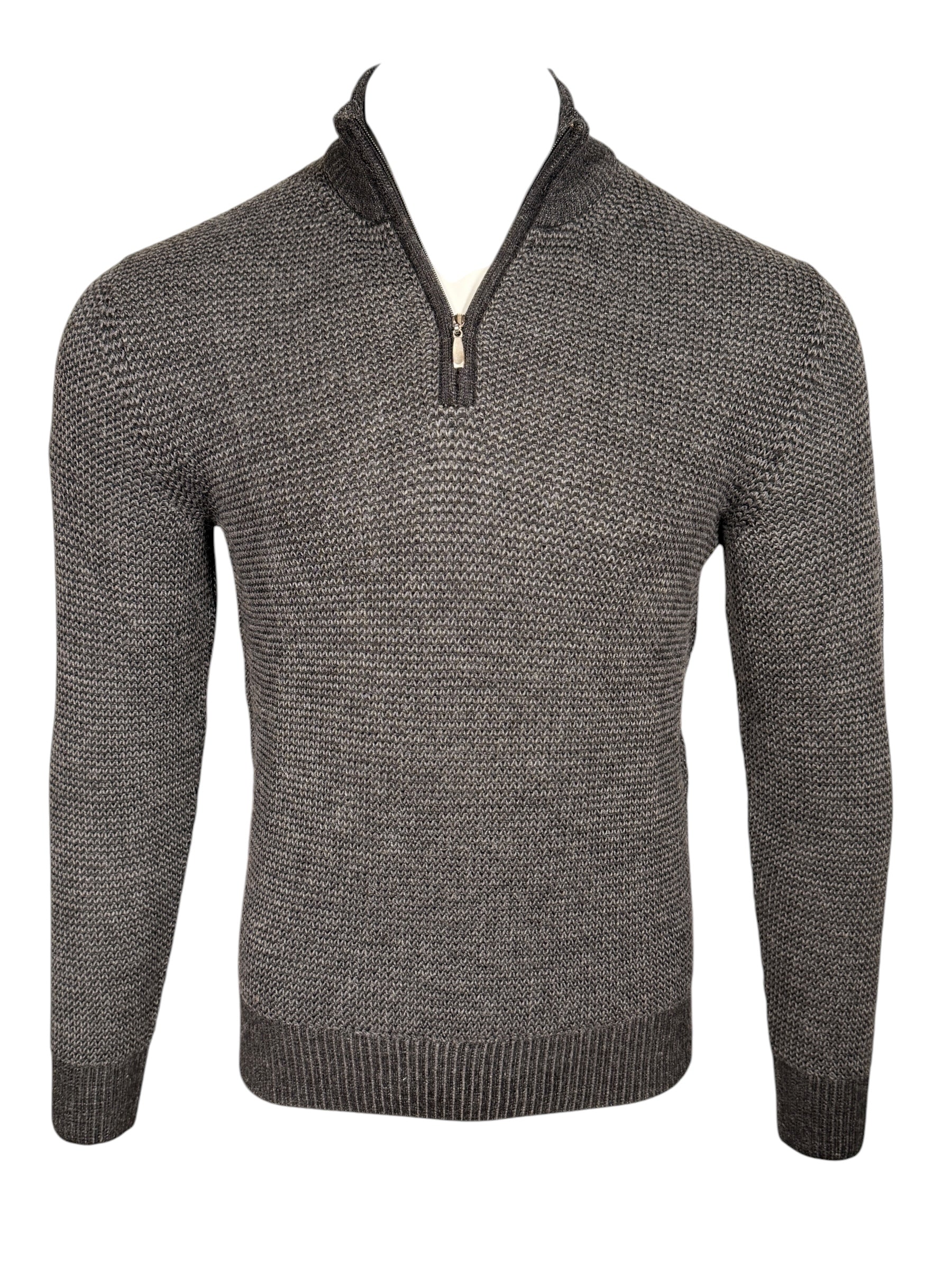 PERU UNLIMITED 1/4 ZIP HOUNDSTOOTH SWEATER - BLACK/GREY