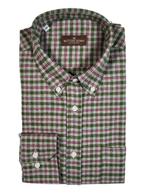 BUTTON DOWN SPORT SHIRT - GREY/GREEN/RED PLAID