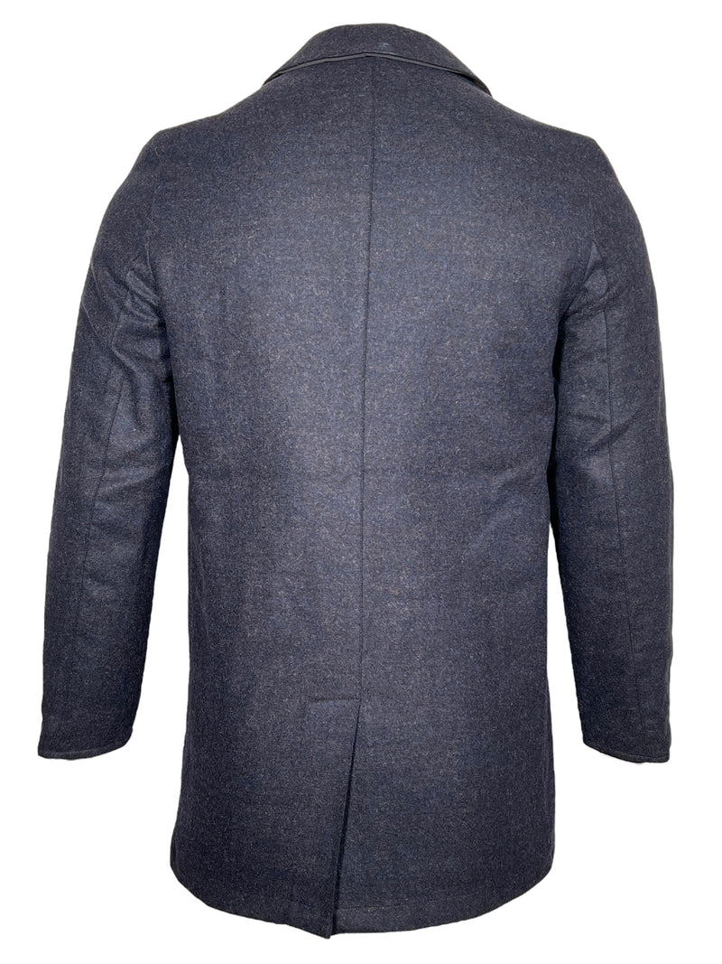 MANTO REVERSIBLE WOOL CAR COAT - NAVY/BROWN