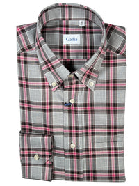 GALLIA MEN'S SHIRT - GREY/PINK PLAID