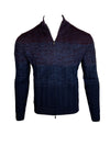 CORNELIANI CHEVRON FULL ZIP SWEATER - BORDEAUX/BLUE MIX