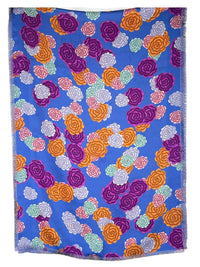 FRANCO FERRARI DOUBLE SIDED SILK SCARF - BLUE FLORAL/UNDERSEA