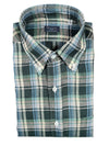 FINAMORE 1925 SPORT LINEN SHIRT - GREEN/TAN PLAID