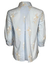 CAMICETTASNOB EMBROIDERED FLORAL BLOUSE - LIGHT BLUE & TAN