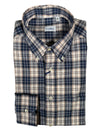 GALLIA MEN'S SHIRT - NAVY & TAN PLAID
