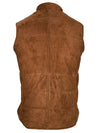 DEL VECCHIO MEN'S SUEDE & CASHMERE REVERSIBLE VEST - CHESTNUT/NAVY