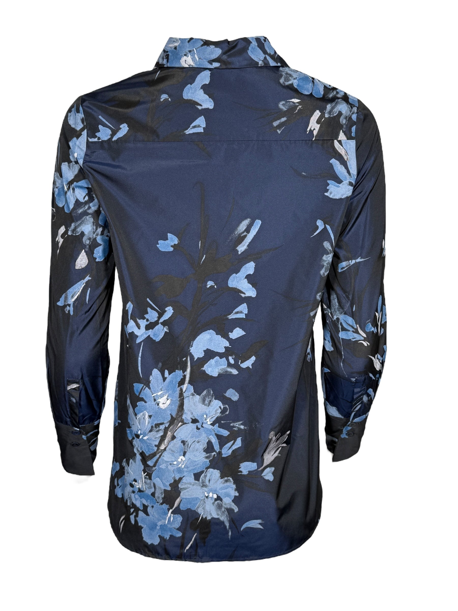 ROSSO 35 FLORAL TAFFETA SHIRT - NAVY