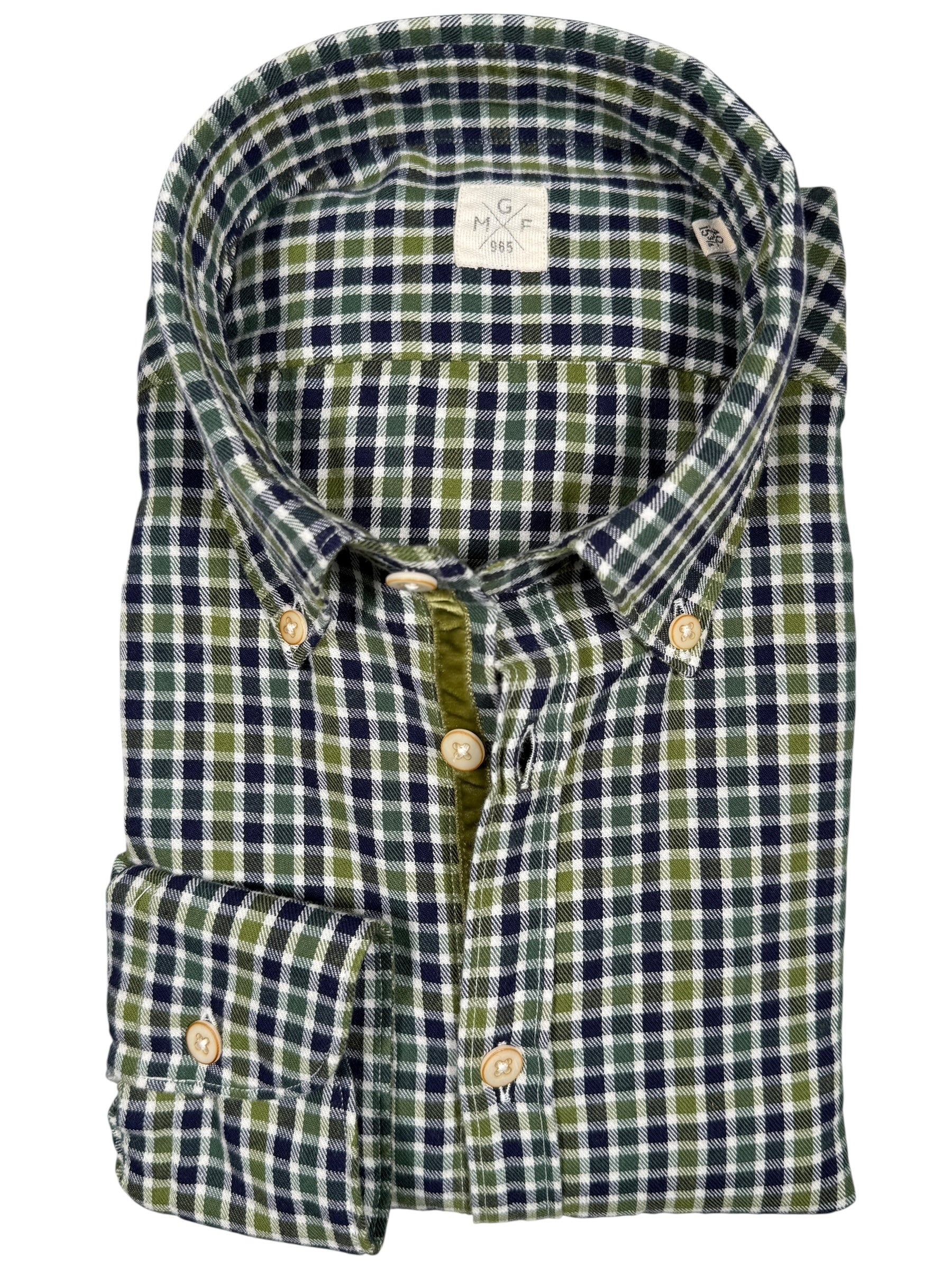 GMF 965 MEN'S SPORT SHIRT - GREEN/NAVY CHECK