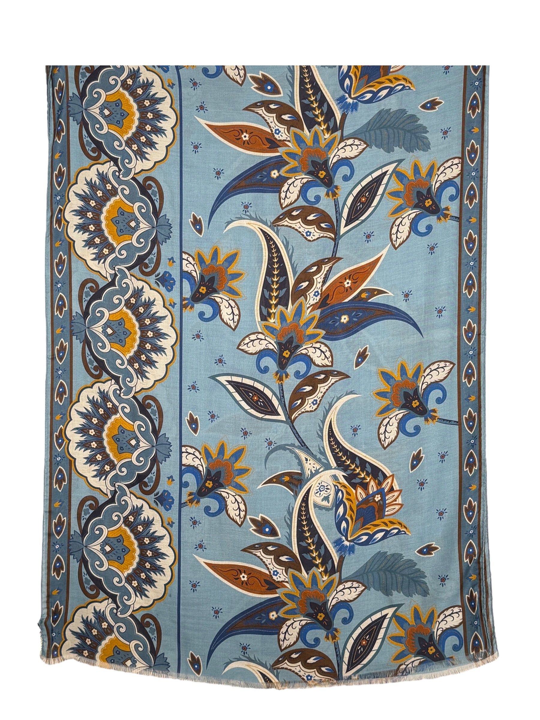 CALABRESE 1924 CASHMERE BLEND SCARF - LIGHT BLUE FLORAL