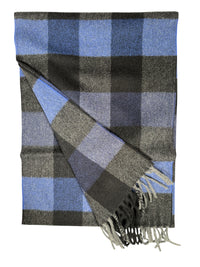 ALAN PAINE STRONE CASHMERE CHECK SCARF - NAVY