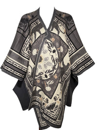 FRANCO FERRARI LEOPARD WOOL CAPE - GREY