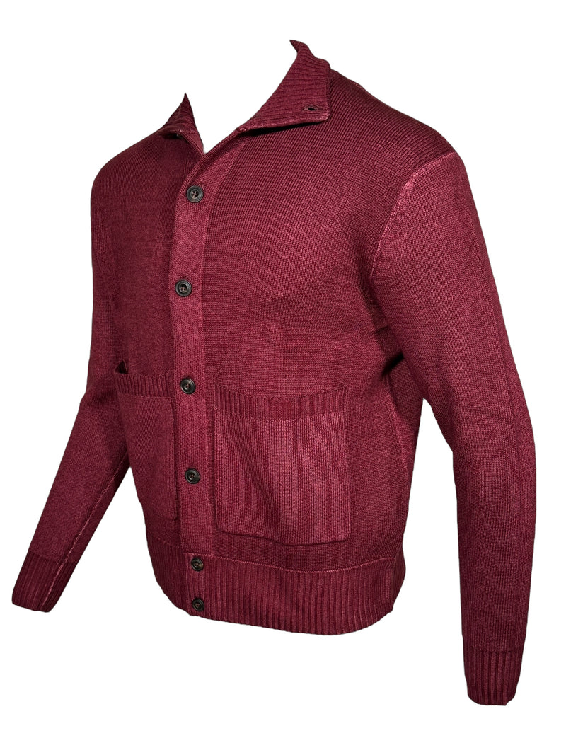 L.B.M. 1911 WOOL CARDIGAN - BORDEAUX