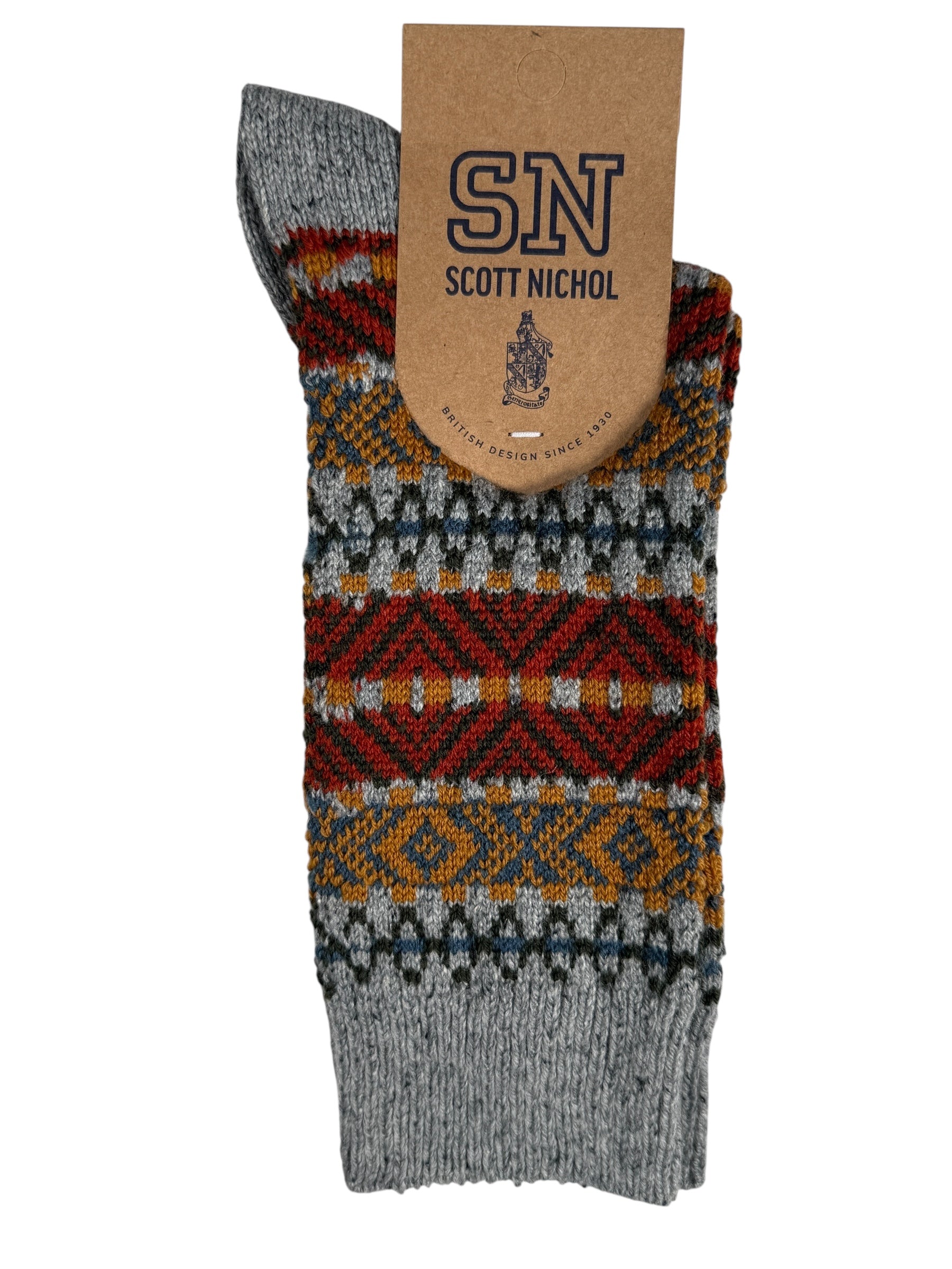 PANTHERELLA BECK MEN'S WOOL SOCK - MID GREY FLECK