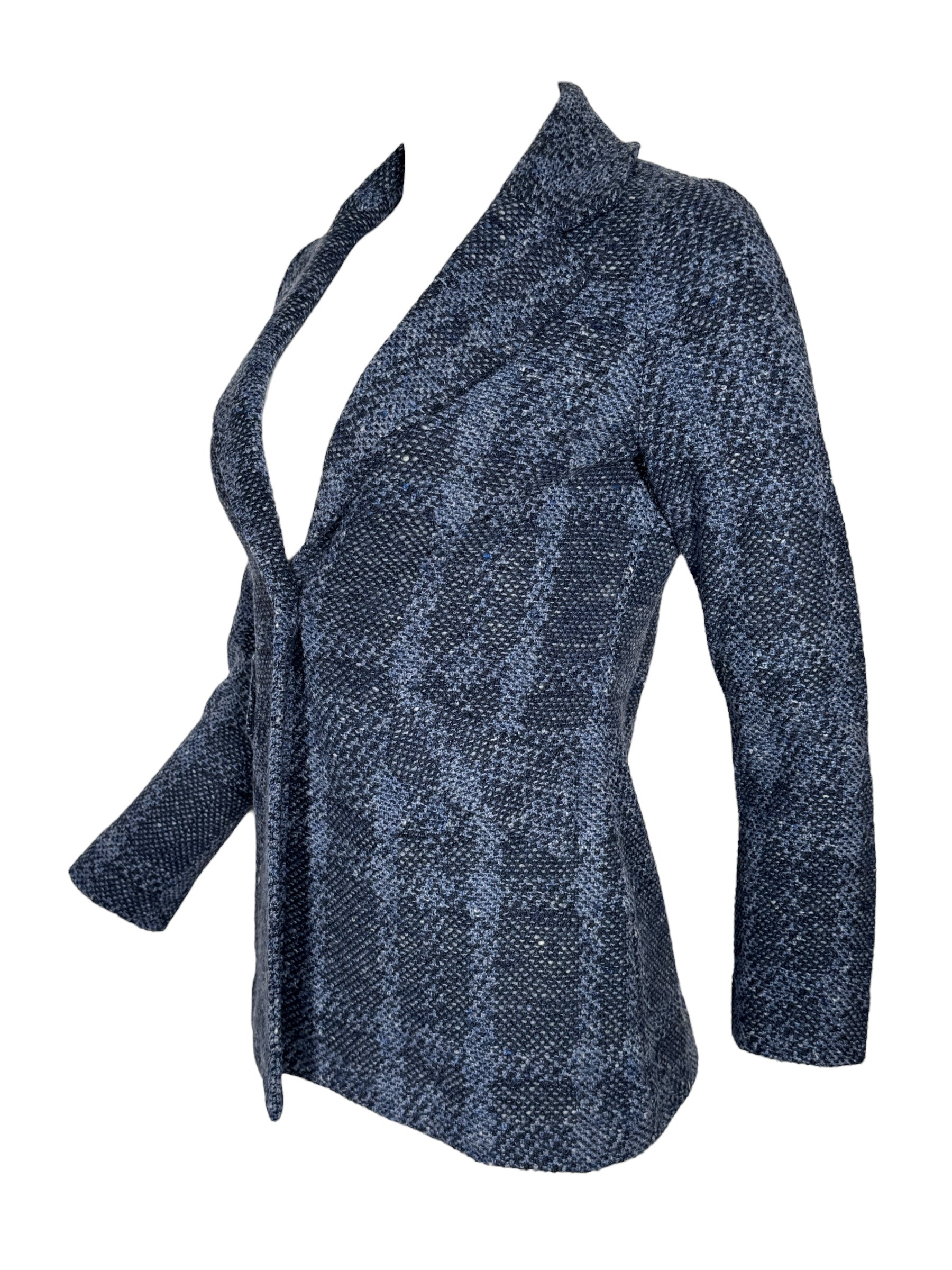 AMINA RUBINACCI PLAID COAT - DENIM MARINO