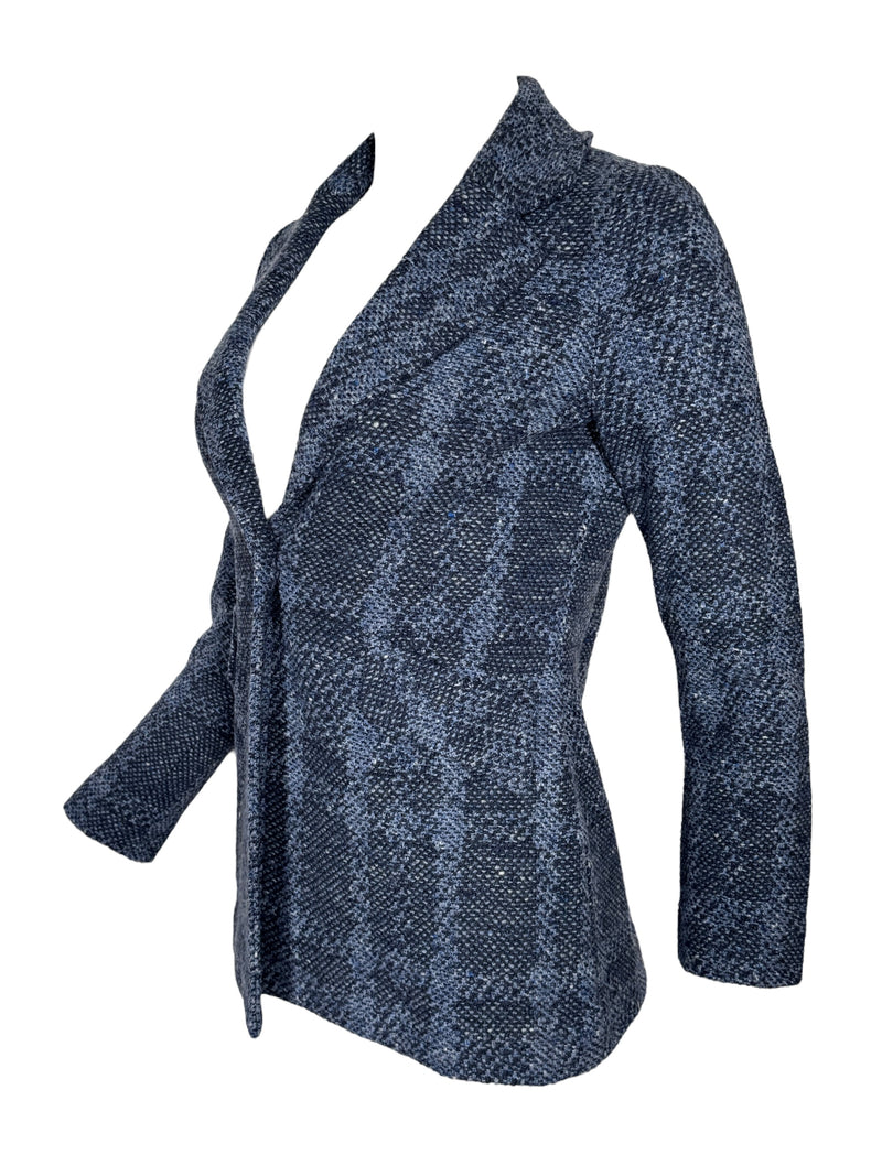 AMINA RUBINACCI PLAID COAT - DENIM MARINO