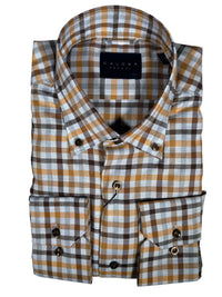 CALDER CARMEL MEN'S SHIRT - TOBACCO GINGHAM TWILL