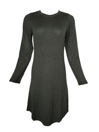 REPEAT MERINO LONG SLEEVE DRESS - DEEP GREEN