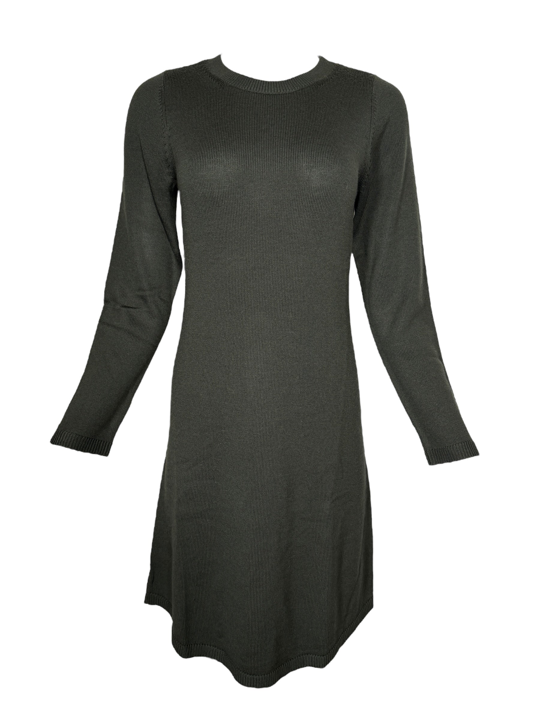 REPEAT MERINO LONG SLEEVE DRESS - DEEP GREEN