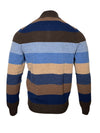 ALAN PAINE LYNDHURST 1/4 ZIP STRIPE SWEATER - COCOA/BLUE MIX