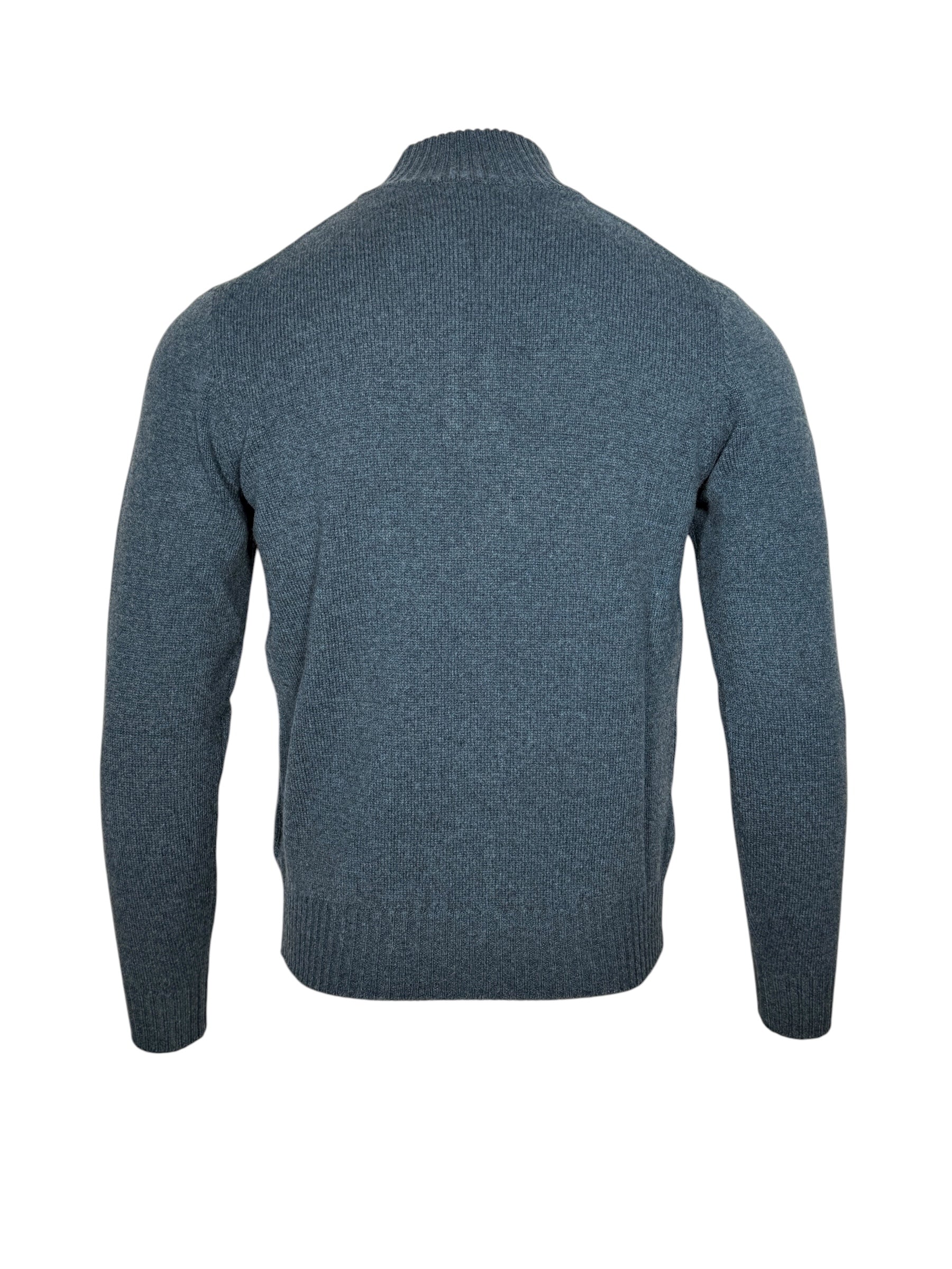 FIORONI CASHMERE MEN'S CHAIN CABLE 1/4 ZIP SWEATER - PETROL