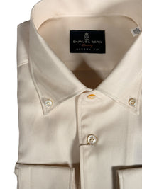 EMANUEL BERG SOLID TWILL PREMIUM LUXURY MEN'S SHIRT - STONE