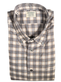 MAZZARELLI SPORT SHIRT - GREY/BEIGE CHECK