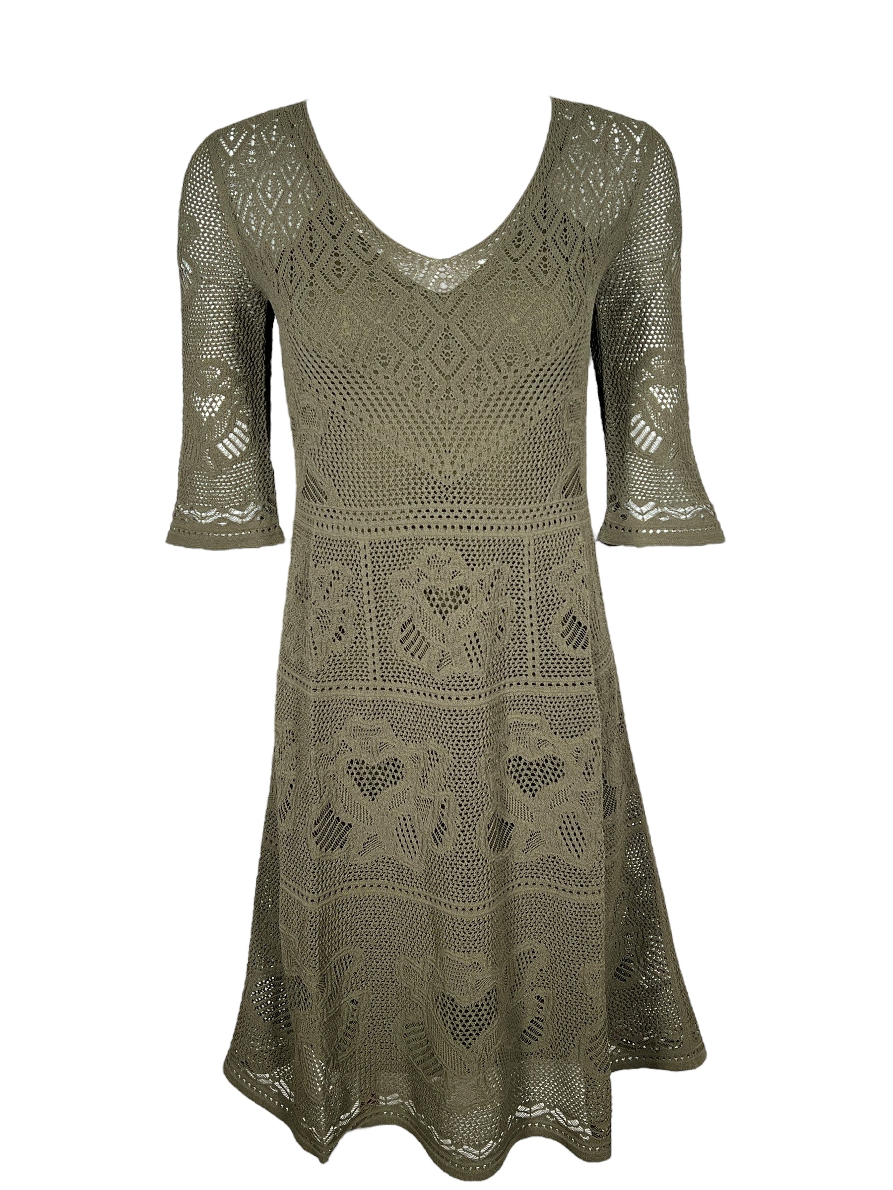 D.EXTERIOR CROCHET KNIT DRESS - OLIVE M
