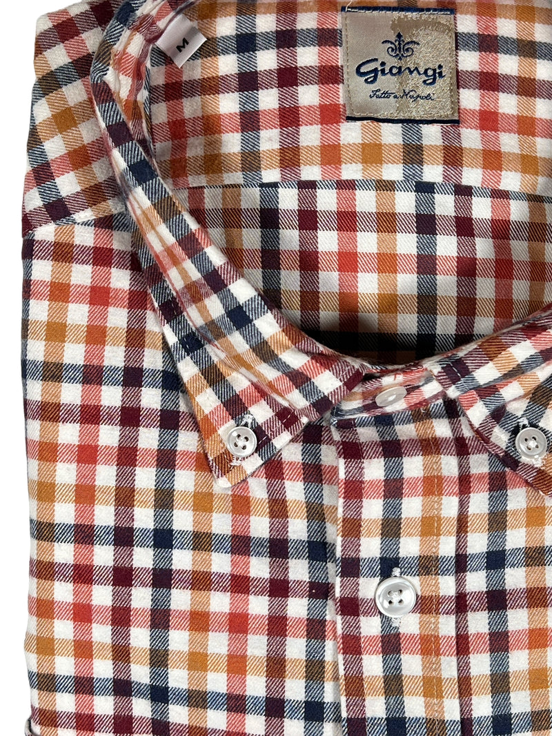 GIANGI NAPOLI MEN'S SHIRT - RED/ORANGE CHECK