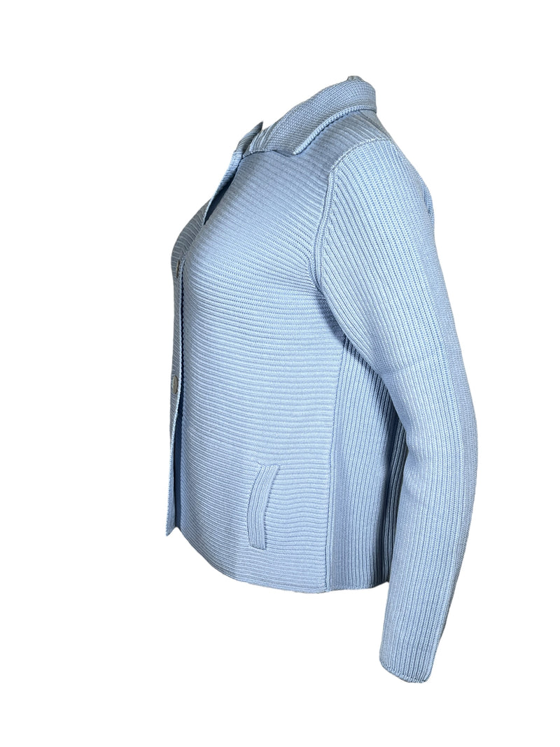 HUBERT GASSER HORIZONTAL RIB CARDIGAN - LIGHT BLUE