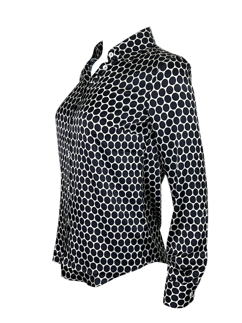 CAMICETTASNOB STRETCH SILK BLOUSE - NAVY EASY DOT