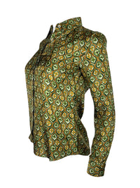 CALIBAN SILK BLOUSE - MUSTARD/GREEN DIAMOND