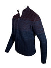 CORNELIANI CHEVRON FULL ZIP SWEATER - BORDEAUX/BLUE MIX