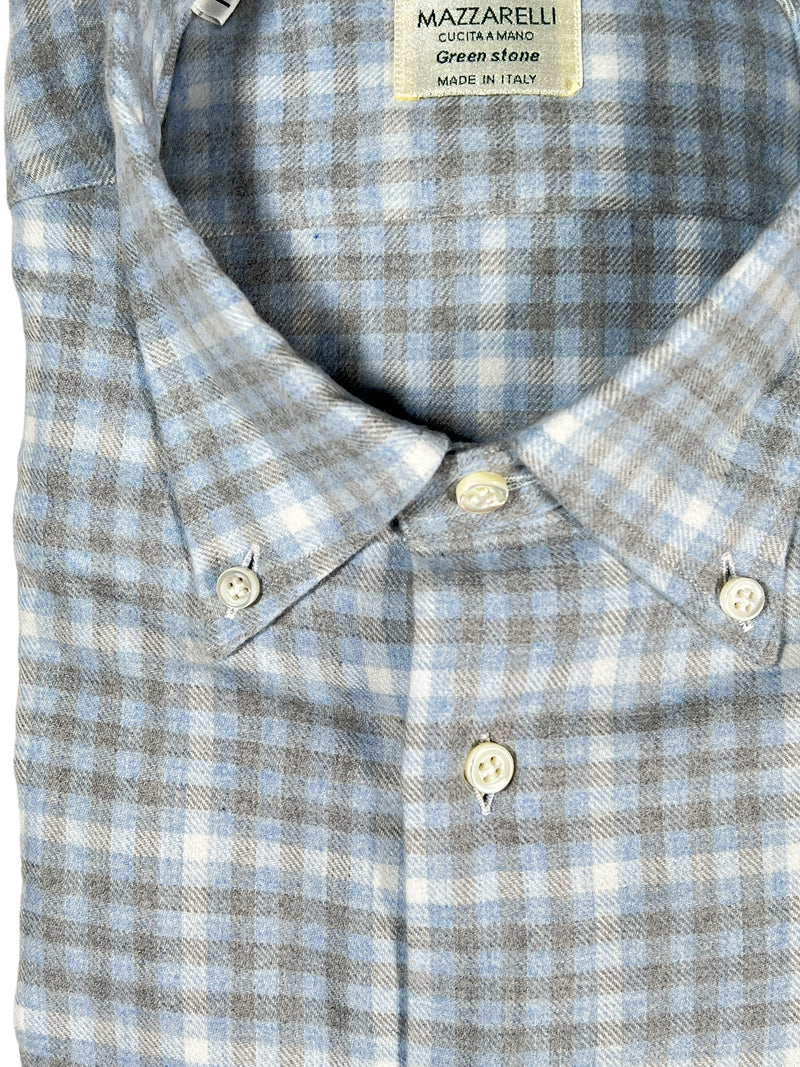 MAZZARELLI CHECK SPORT SHIRT - LIGHT BLUE/LIGHT GREY