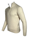 ADESI CASHMERE MEN'S CABLE 1/2 ZIP SWEATER - NATURALE