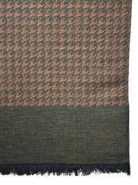 BIGI HOUNDSTOOTH SCARF - OLIVE/CAMEL