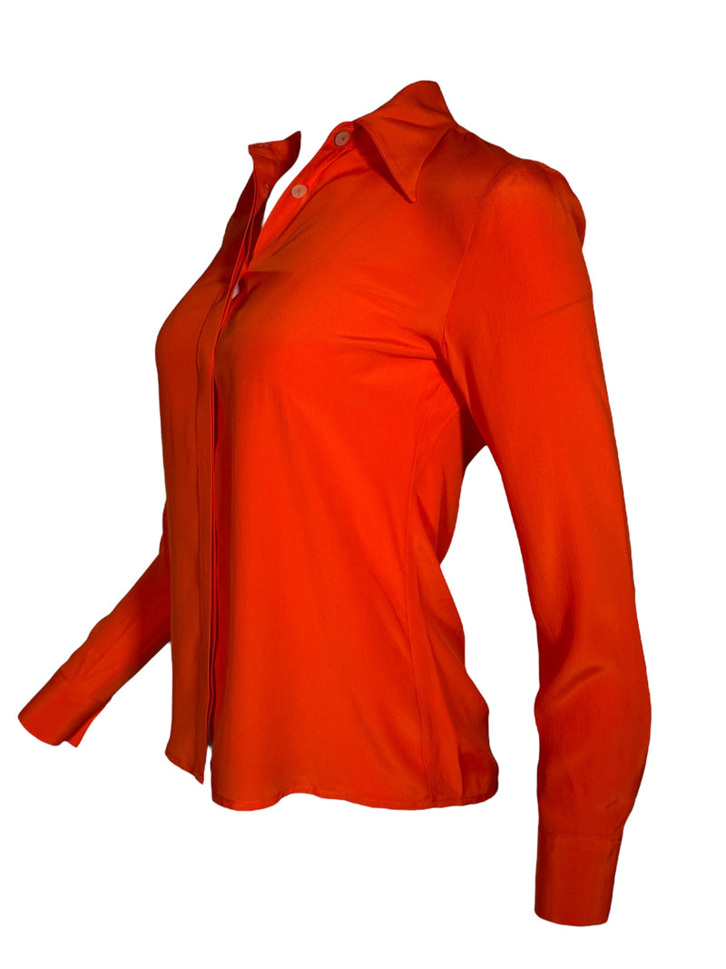 ANNA MARIA PALETTI SILK BLOUSE - SOLID ORANGE